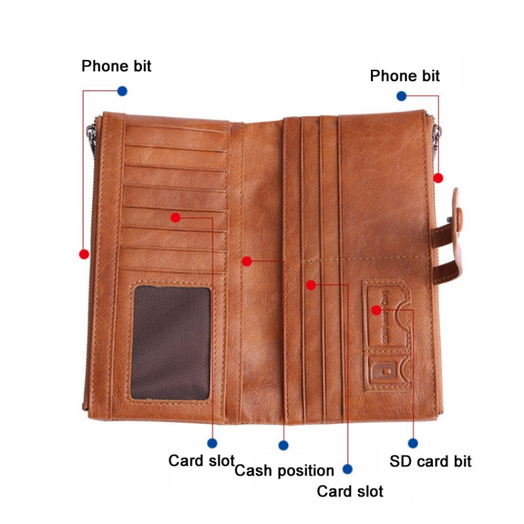Retro Ladies RFID Wallet Leather Long Mobile Phone Bag(Purple Coffee color) - Antimagnetic RFID Package by PMC TechLife | Online Shopping South Africa | PMC TechLife | Buy Now Pay Later Mobicred