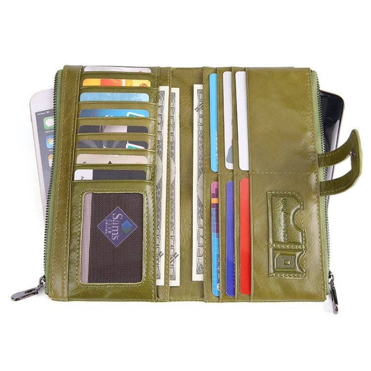 Retro Ladies RFID Wallet Leather Long Mobile Phone Bag(Green) - Antimagnetic RFID Package by PMC TechLife | Online Shopping South Africa | PMC TechLife | Buy Now Pay Later Mobicred