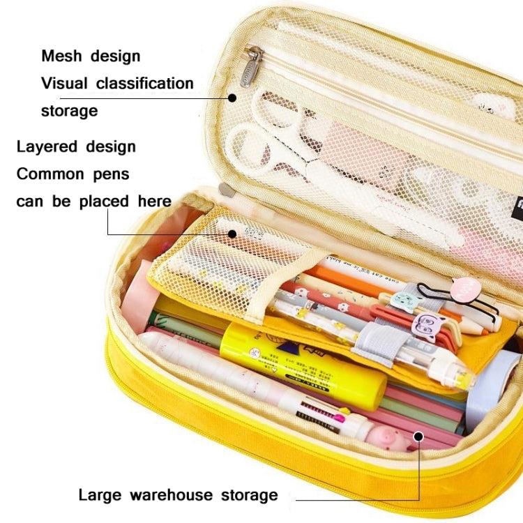 Angoo Cotton And Linen Large Capacity Pencil Stationery Bag(572 Navy / Beige) - Pen Holder by Angoo | Online Shopping South Africa | PMC TechLife | Buy Now Pay Later Mobicred