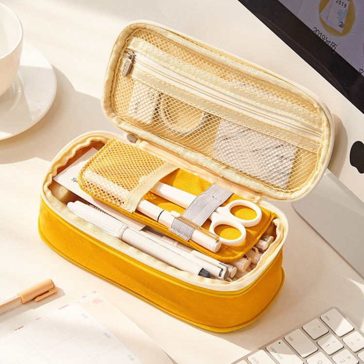 Angoo Cotton And Linen Large Capacity Pencil Stationery Bag(572 Navy / Beige) - Pen Holder by Angoo | Online Shopping South Africa | PMC TechLife | Buy Now Pay Later Mobicred