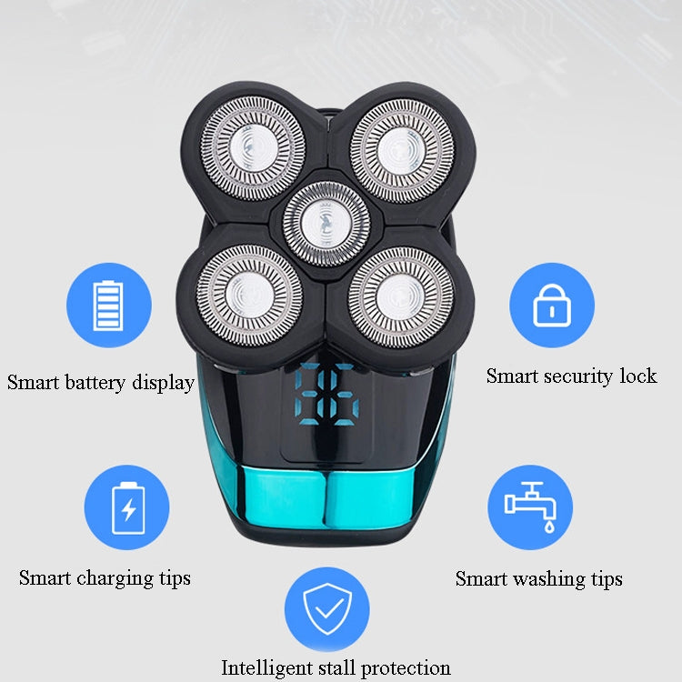 Electric Shaver Rechargeable Razor Intelligent Digital Display Bald Hair Clipper,Style: Nasal Hair Apparatus&Washing Face Brush - free shipping - PMC TechLife - Order now!