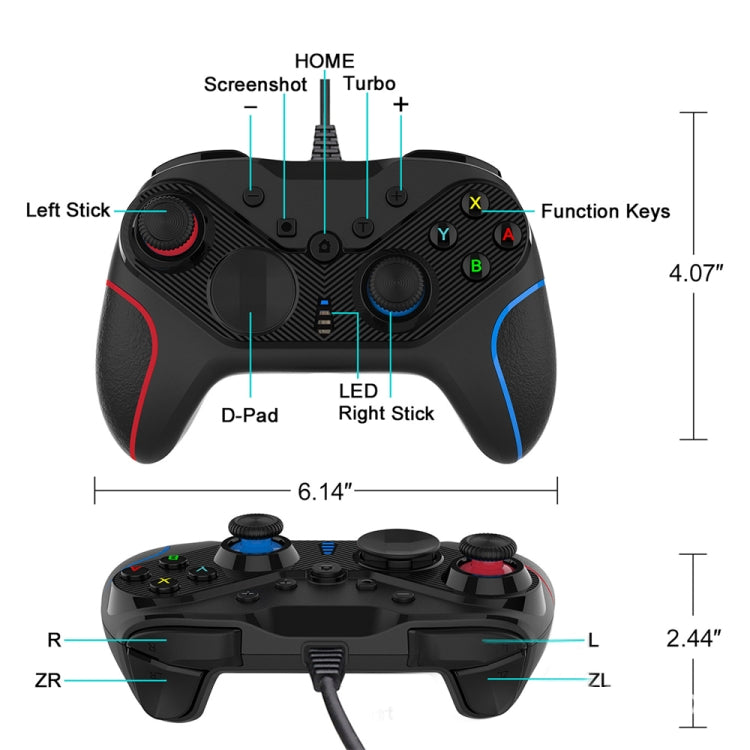Wired Gamepad For Nintendo Switch / Android / iOS / PC(S818W Left Red Right Blue) - Gamepads by PMC TechLife | Online Shopping South Africa | PMC TechLife