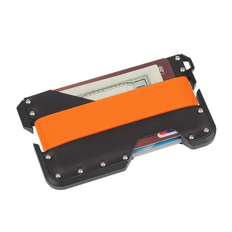 JK02 Metal Card Holder RFID Anti-Theft  Leather Wallet EDC Multifunctional Stainless Steel Aluminum Alloy Card Holder(Black+Black + Orange) - free shipping - PMC TechLife - Order now!