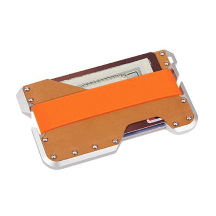 JK02 Metal Card Holder RFID Anti-Theft  Leather Wallet EDC Multifunctional Stainless Steel Aluminum Alloy Card Holder(Silver + Khaki  + Orange) - Antimagnetic RFID Package by PMC TechLife | Online Shopping South Africa | PMC TechLife | Buy Now Pay Later Mobicred