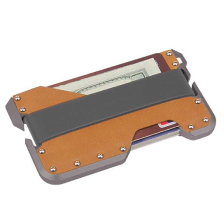 JK02 Metal Card Holder RFID Anti-Theft  Leather Wallet EDC Multifunctional Stainless Steel Aluminum Alloy Card Holder(Gray  + Khaki  + Gray) - Antimagnetic RFID Package by PMC TechLife | Online Shopping South Africa | PMC TechLife | Buy Now Pay Later Mobicred