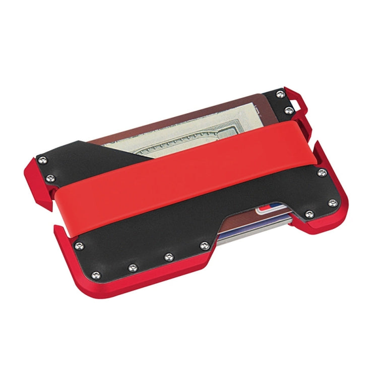 JK02 Metal Card Holder RFID Anti-Theft  Leather Wallet EDC Multifunctional Stainless Steel Aluminum Alloy Card Holder(Red + Black  + Red) - free shipping - PMC TechLife - Order now!