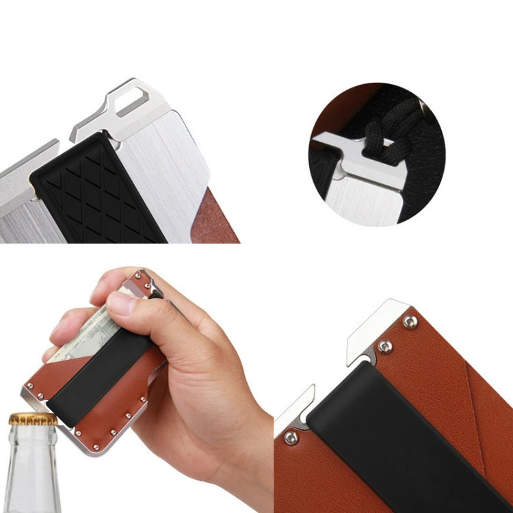 JK02 Metal Card Holder RFID Anti-Theft  Leather Wallet EDC Multifunctional Stainless Steel Aluminum Alloy Card Holder(Silver + Khaki  + Black) - free shipping - PMC TechLife - Order now!