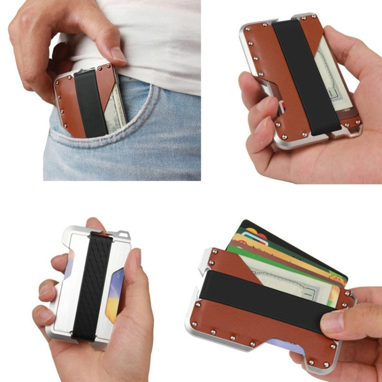 JK02 Metal Card Holder RFID Anti-Theft  Leather Wallet EDC Multifunctional Stainless Steel Aluminum Alloy Card Holder(Red + Khaki  + Red) - Antimagnetic RFID Package by PMC TechLife | Online Shopping South Africa | PMC TechLife | Buy Now Pay Later Mobicred
