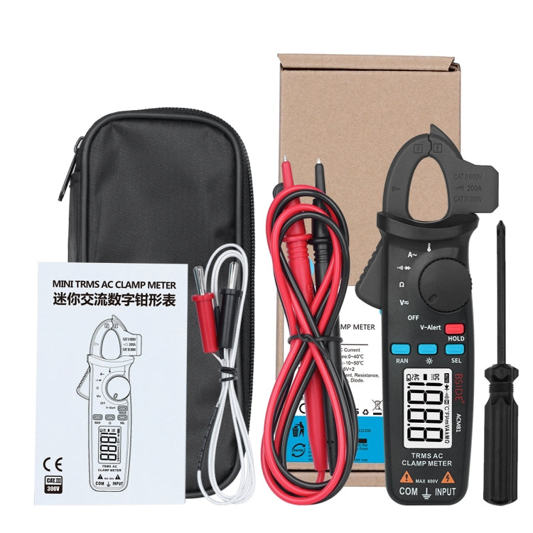BSIDE ACM81 Digital Clamp Meter Auto-Rang 1mA Accuracy 200A Current DC AC Multimeter(Black) - Digital Multimeter by BSIDE | Online Shopping South Africa | PMC TechLife | Buy Now Pay Later Mobicred