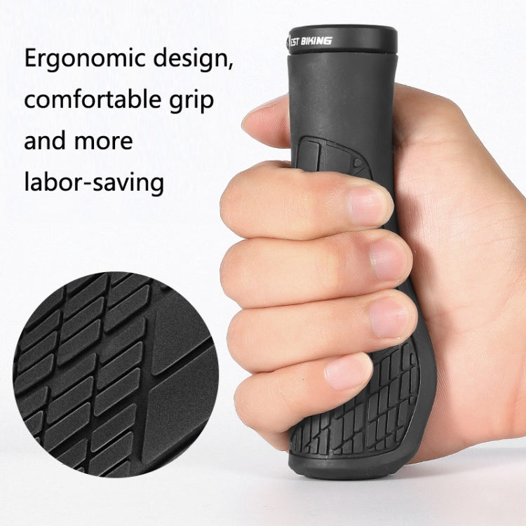 1 Pair WEST BIKING YP0804060 Bicycle Grips Mountain Bike Non-Slip Rubber Grips(Black) - Bicycle Grips by WEST BIKING | Online Shopping South Africa | PMC TechLife | Buy Now Pay Later Mobicred
