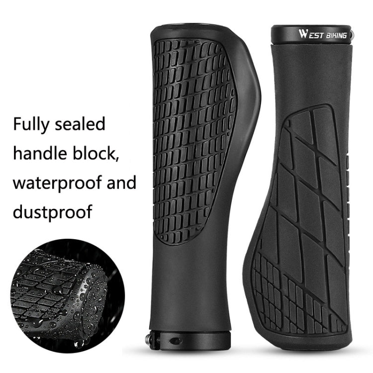 1 Pair WEST BIKING YP0804060 Bicycle Grips Mountain Bike Non-Slip Rubber Grips(Black) - Bicycle Grips by WEST BIKING | Online Shopping South Africa | PMC TechLife | Buy Now Pay Later Mobicred