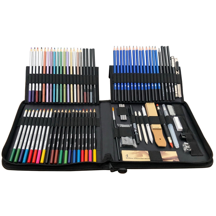 KALOLR YW-PC083  83 in 1 Portable Sketch Tool Water-Soluble Color Lead Metal Color Lead Combination Sketch Drawing Set(Black) - free shipping - PMC TechLife - Order now!
