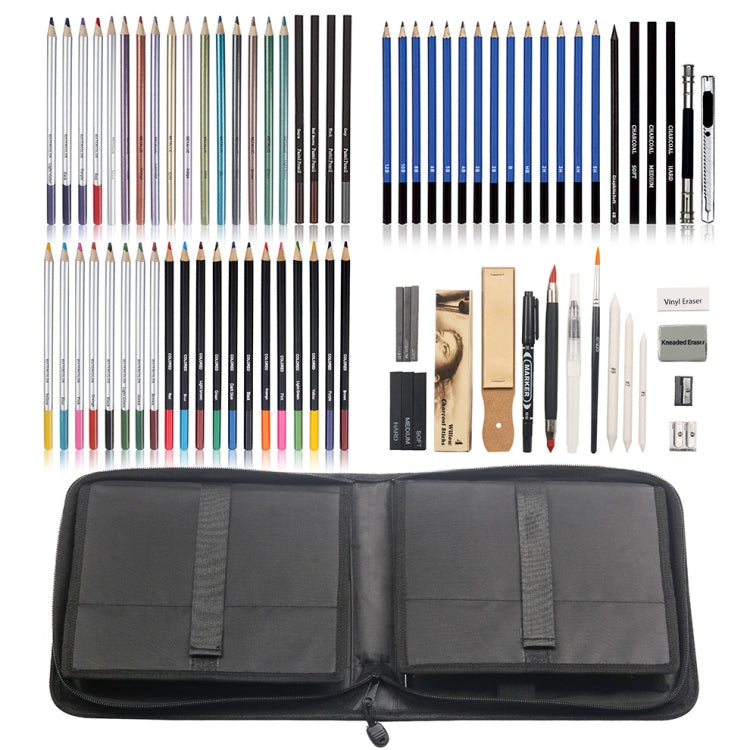 KALOLR YW-PC083  83 in 1 Portable Sketch Tool Water-Soluble Color Lead Metal Color Lead Combination Sketch Drawing Set(Black) - free shipping - PMC TechLife - Order now!
