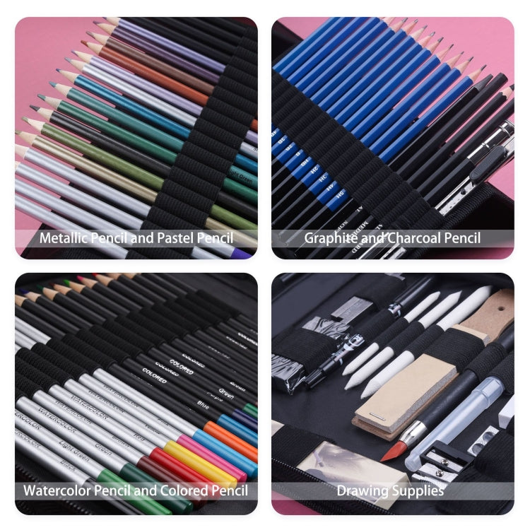 KALOLR YW-PC083  83 in 1 Portable Sketch Tool Water-Soluble Color Lead Metal Color Lead Combination Sketch Drawing Set(Black) - free shipping - PMC TechLife - Order now!
