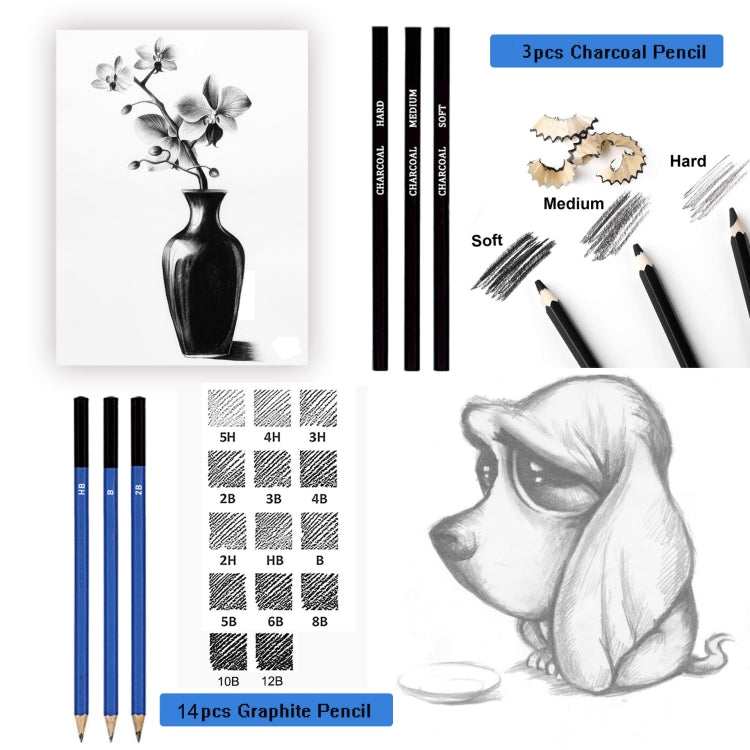 KALOLR YW-PC083  83 in 1 Portable Sketch Tool Water-Soluble Color Lead Metal Color Lead Combination Sketch Drawing Set(Black) - free shipping - PMC TechLife - Order now!