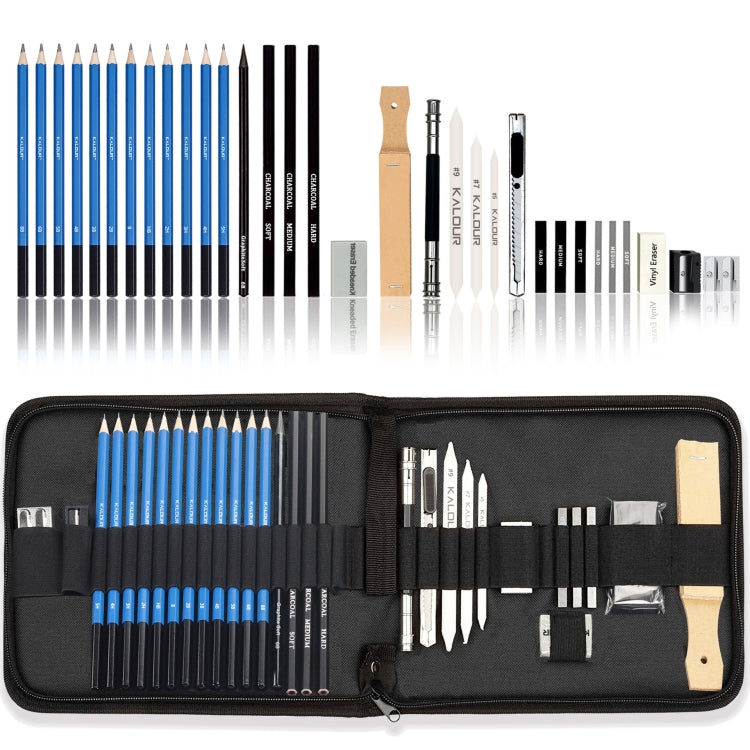 KALOUR 33 in 1 Sketch Pencil Set Beginner Brush Art Supplies(Black) - Art Supplies by KALOUR | Online Shopping South Africa | PMC TechLife | Buy Now Pay Later Mobicred