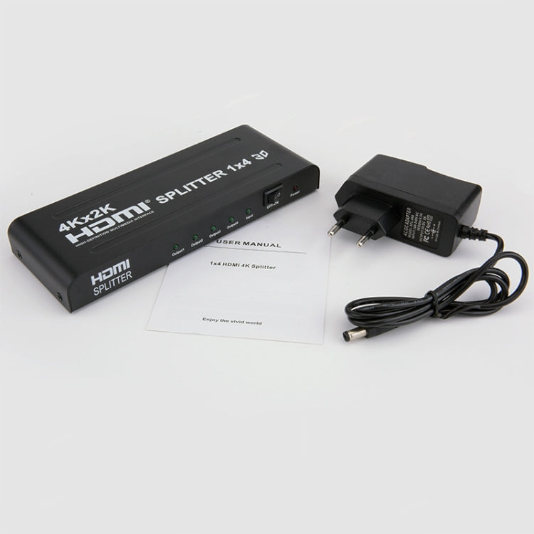 HW-4K104D 1 to 4 4K X 2K Video High-Definition On-Screen HDMI Splitter(EU Plug) - free shipping - PMC TechLife - Order now!