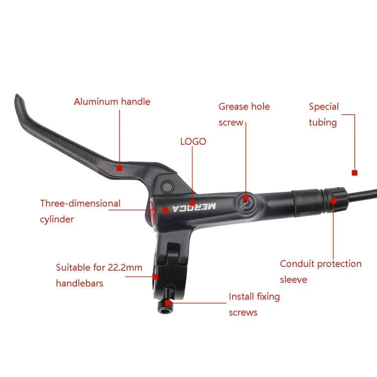Meroca M800 Bicycle Brake Mountain Bike Universal Bilateral Brake Oil Pressure Disc Brake, Style: Left Back 1400mm + Disc Brake - Bicycle Brake Parts by Meroca | Online Shopping South Africa | PMC TechLife | Buy Now Pay Later Mobicred