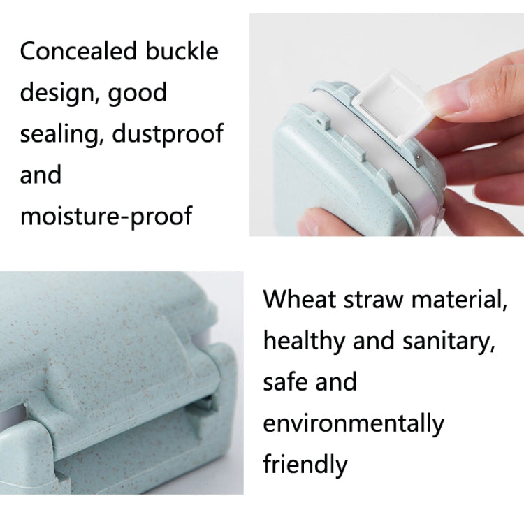 6 PCS C1617 Portable Dispensing Sealed Pill Box Wheat Straw Large-capacity Storage Box(Blue) - free shipping - PMC TechLife - Order now!
