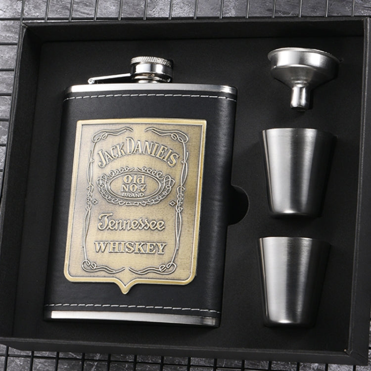 Portable Stainless Steel Hip Flask Set With Wine Glass Funnel, Style: 8OZ Old Jack Patch Core - Condiment Bottles & Hip Flasks by PMC TechLife | Online Shopping South Africa | PMC TechLife