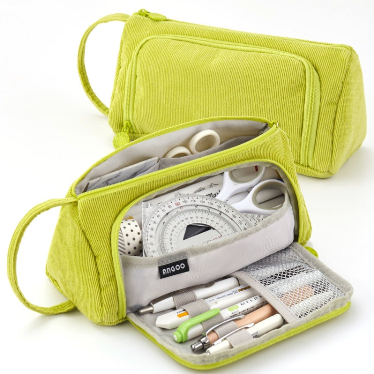 Angoo Student Large-Capacity Stationery Bag Portable Gift Cosmetic Bag(Grass Green  Corduroy) - Pen Holder by Angoo | Online Shopping South Africa | PMC TechLife | Buy Now Pay Later Mobicred