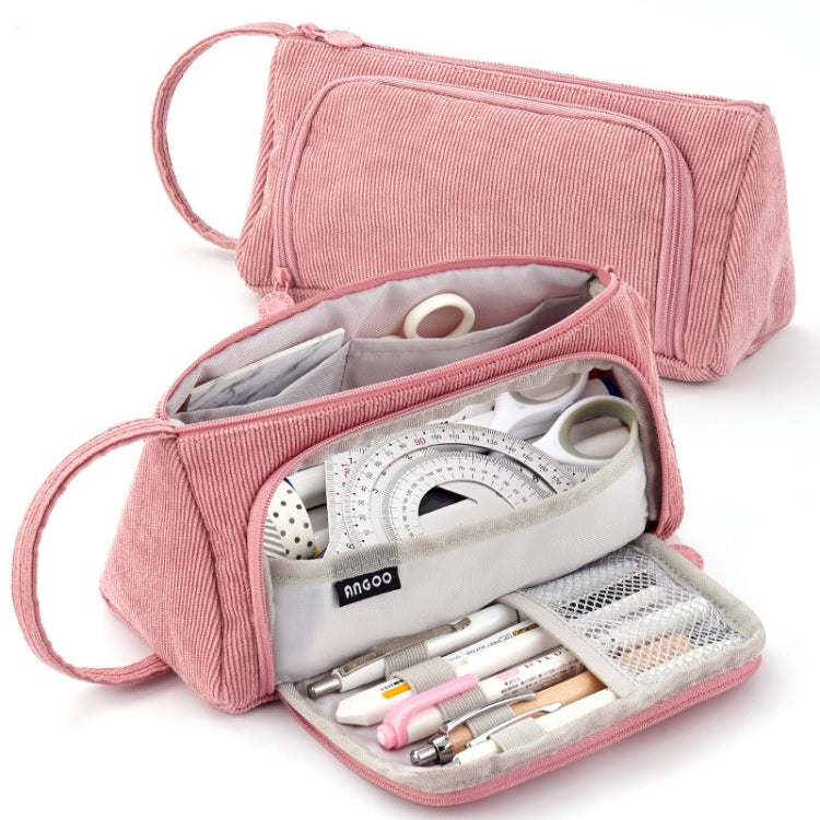 Angoo Student Large-Capacity Stationery Bag Portable Gift Cosmetic Bag(Bean Pink Corduroy) - free shipping - PMC TechLife - Order now!