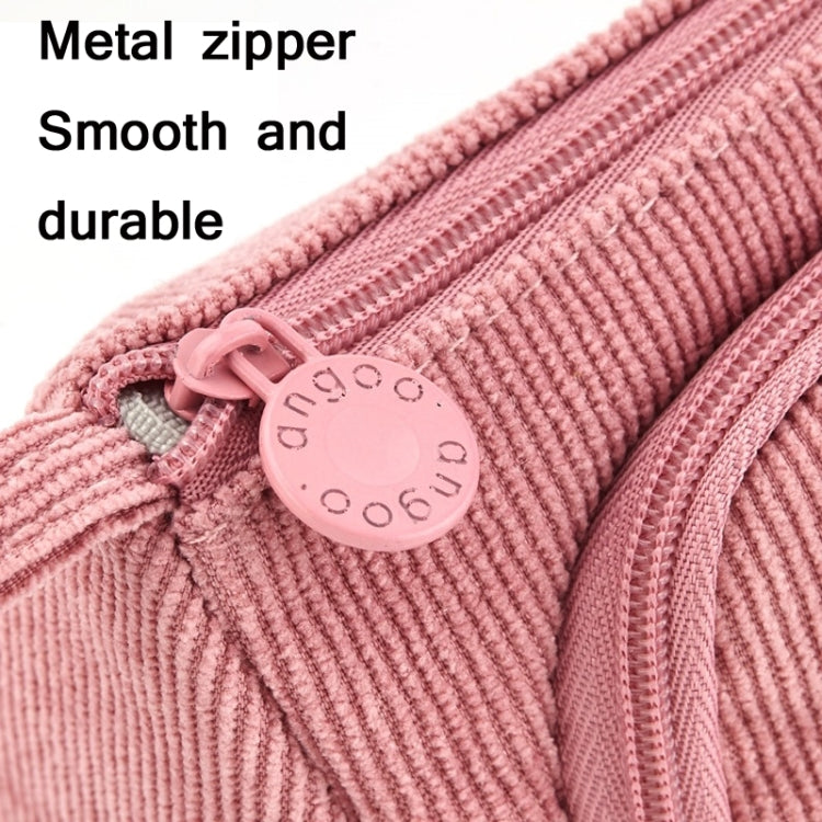 Angoo Student Large-Capacity Stationery Bag Portable Gift Cosmetic Bag(Grass Green  Corduroy) - Pen Holder by Angoo | Online Shopping South Africa | PMC TechLife | Buy Now Pay Later Mobicred