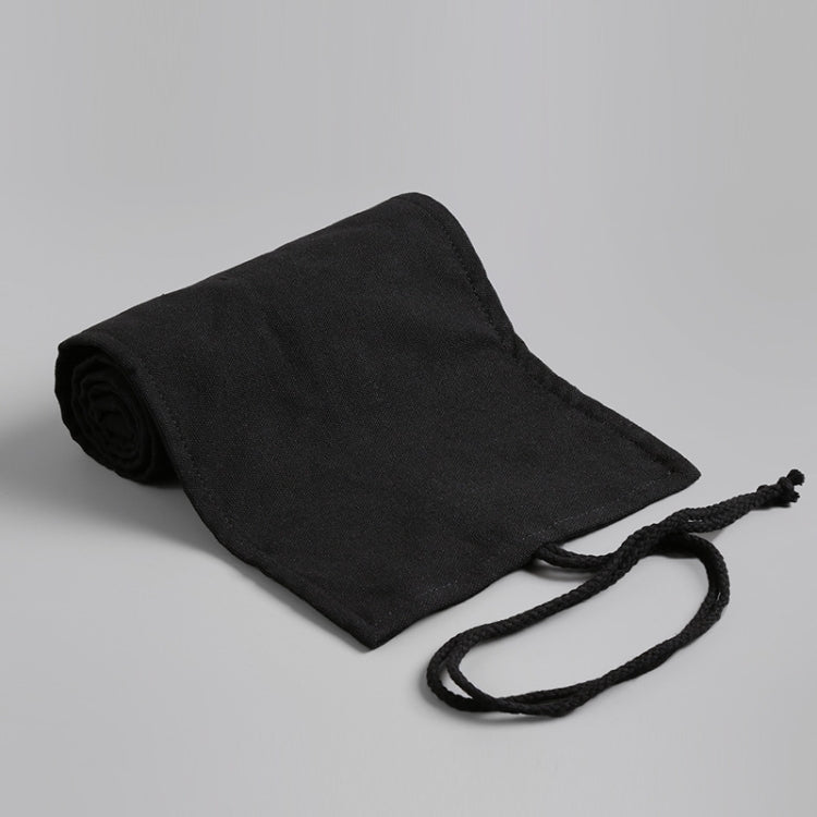 48  Holes Pure Black Handmade Canvas Roll Pen Bag Large Capacity Boy And Girl Sketch Color Pencil Curtain - Pen Holder by PMC TechLife | Online Shopping South Africa | PMC TechLife