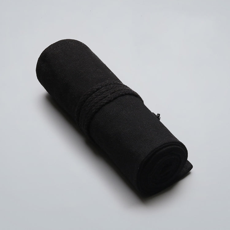 72 Holes  Pure Black Handmade Canvas Roll Pen Bag Large Capacity Boy And Girl Sketch Color Pencil Curtain - Pen Holder by PMC TechLife | Online Shopping South Africa | PMC TechLife | Buy Now Pay Later Mobicred