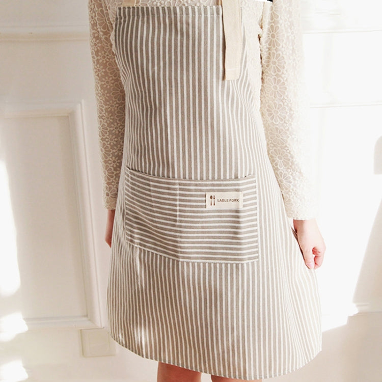 Kitchen Home Cooking Apron Restaurant Works Striped Cotton And Linen Apron(Coffee) - Aprons & Caps by PMC TechLife | Online Shopping South Africa | PMC TechLife