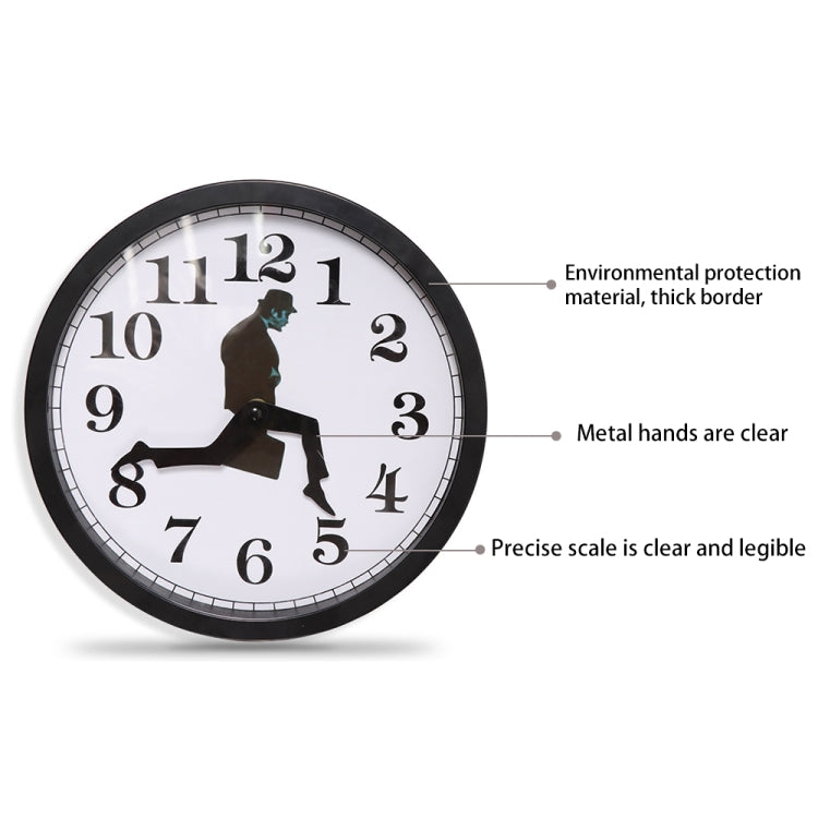 Walking Clock Businessman Briefcase Glass Wall Clock Personality Clock Decoration Round Clock(White) - Wall Clock by PMC TechLife | Online Shopping South Africa | PMC TechLife