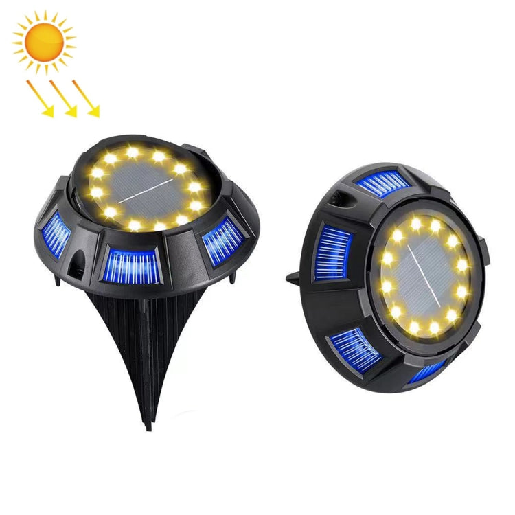Outdoor Solar Underground Lamp Rotating Buried Lawn Lamp , Spec: 8 LEDs Warm+Blue Light (Plastic Shell) - Buried Lights by PMC TechLife | Online Shopping South Africa | PMC TechLife