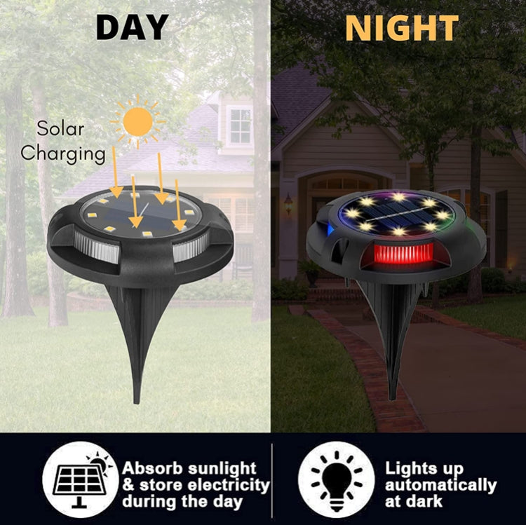 Outdoor Solar Underground Lamp Rotating Buried Lawn Lamp , Spec: 8 LEDs Warm+Blue Light (Plastic Shell) - Buried Lights by PMC TechLife | Online Shopping South Africa | PMC TechLife