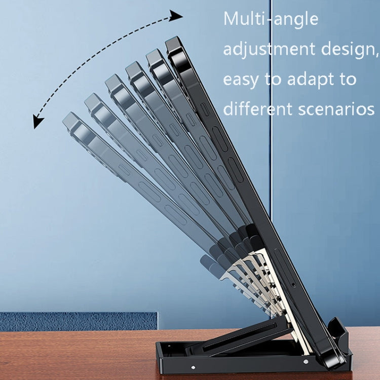 Oatsbasf 03637 Aluminum Alloy Mobile Phone Bracket Desktop Folding Portable Metal Rack(Black) - free shipping - PMC TechLife - Order now!