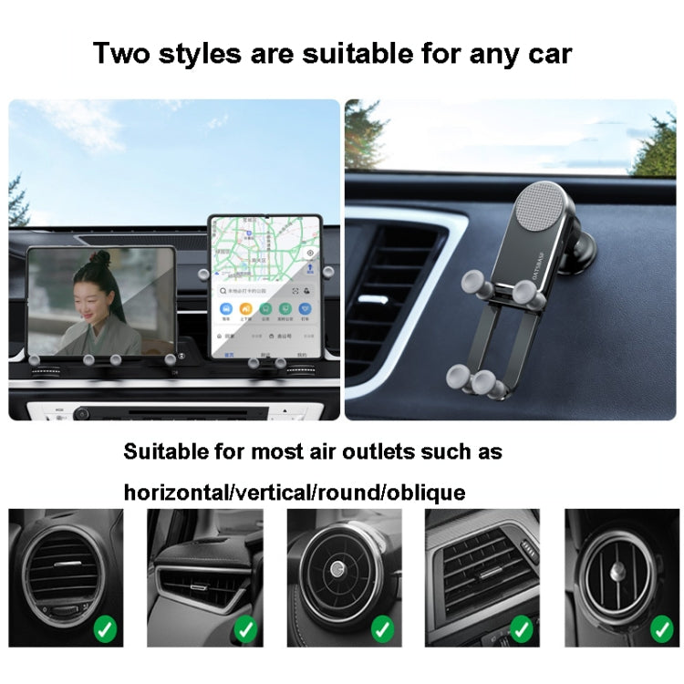 Oatsbasf Car Gravity Metal Bracket Scalable and Stable Mobile Phone Bracket Folding Screen Mobile Phone Exclusive Car Bracket(Outlet Black) - Universal Car Holders by Oatsbasf | Online Shopping South Africa | PMC TechLife | Buy Now Pay Later Mobicred