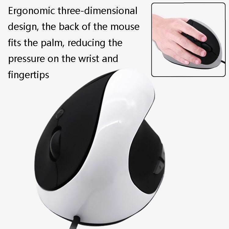 JSY-05 6 Keys Wired Vertical Mouse Ergonomics Brace Optical Mouse(Black) - free shipping - PMC TechLife - Order now!
