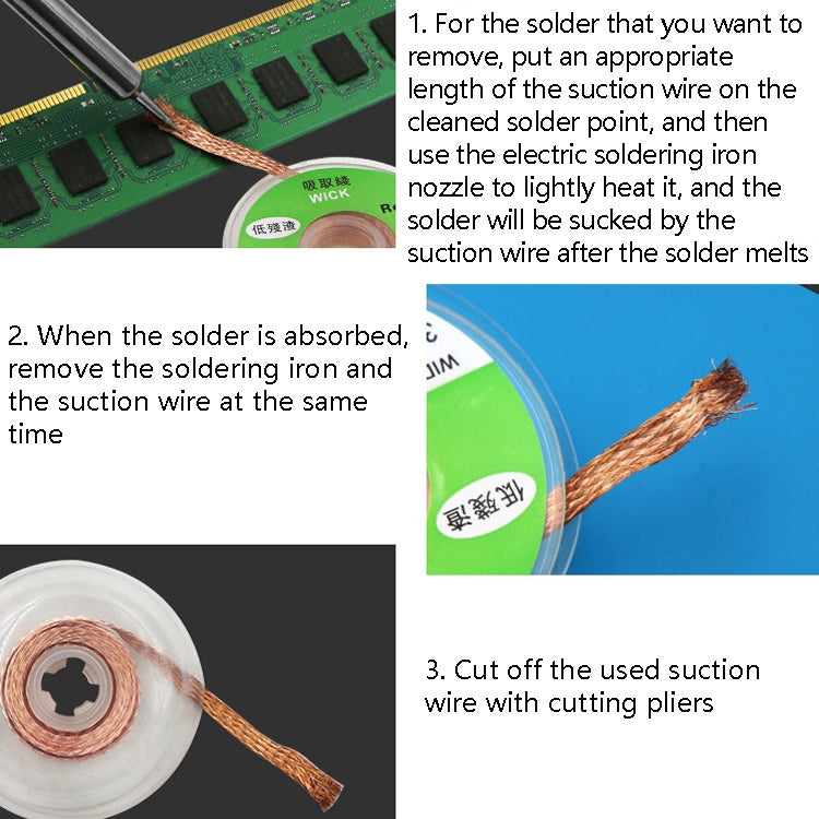 4 PCS Silk Wire Deficiency Tin With Low Residue Strip BGA To Remove Tin Welding Strip Electronic Maintenance Welding Material, Model: CP-3015 3.0mm x 1.5m - free shipping - PMC TechLife - Order now!