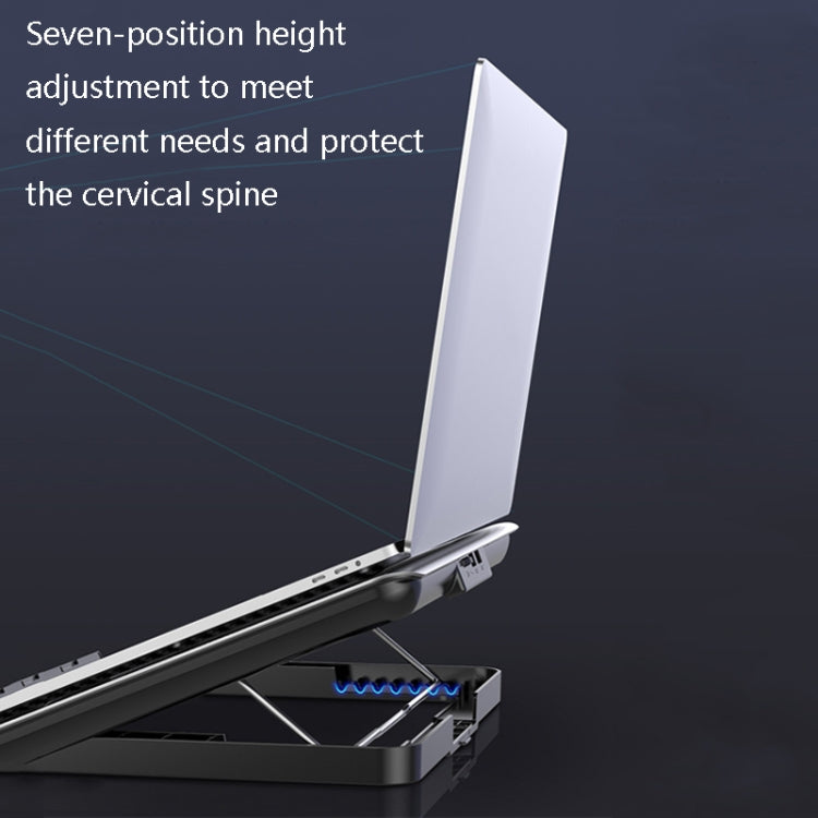 ICE COOREL Laptop Aluminum Alloy Radiator Fan Silent Notebook Cooling Bracket, Colour: Six-Fan Tungsten Gold Black - free shipping - PMC TechLife - Order now!