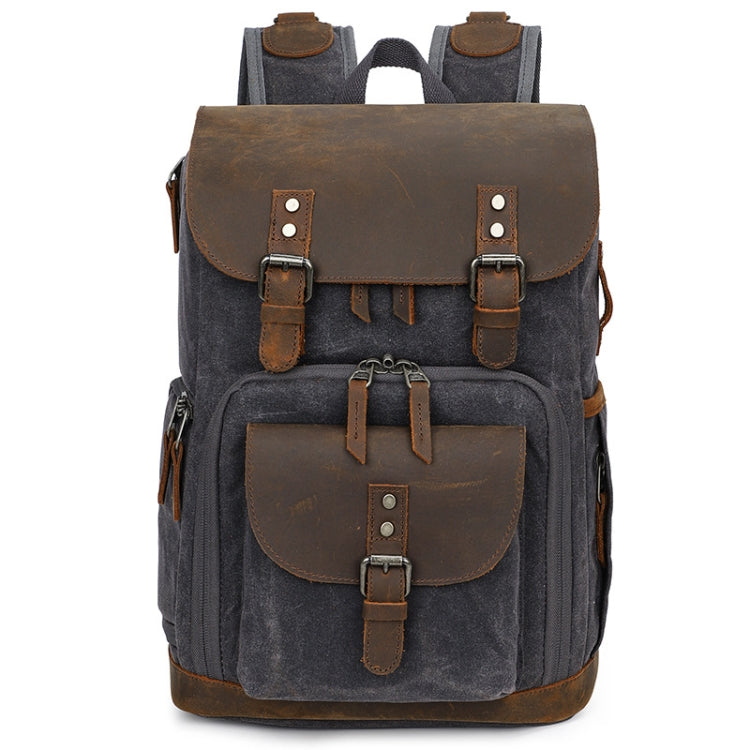 K-86 Casual Shoulder Camera Bag Contrast Waterproof Batik Canvas Single Digital Camera Photo Backpack(Gray) - Backpack by PMC TechLife | Online Shopping South Africa | PMC TechLife
