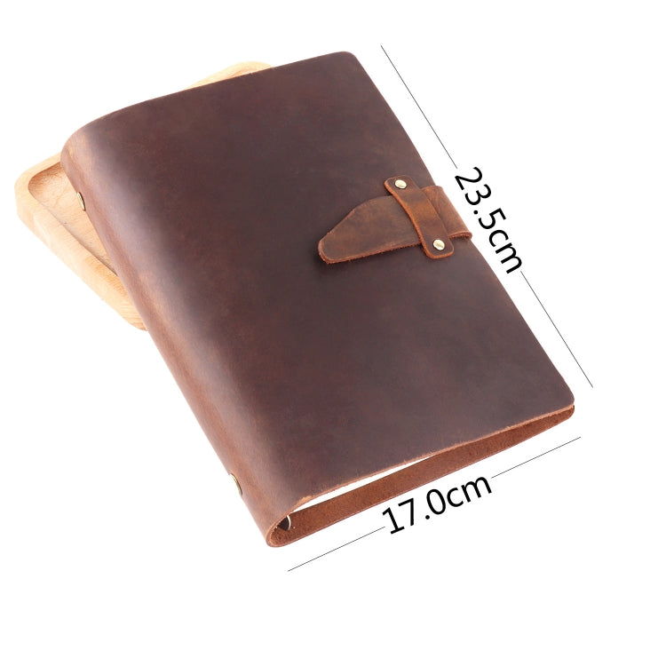A5 Cowhide Retro Loose-Leaf Notebook Diary Office Business Simple Notepad Crazy Horse Leather Handbook(Ink Green) - Notebooks by PMC TechLife | Online Shopping South Africa | PMC TechLife