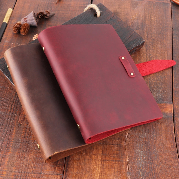 A5 Cowhide Retro Loose-Leaf Notebook Diary Office Business Simple Notepad Crazy Horse Leather Handbook(Black) - Notebooks by PMC TechLife | Online Shopping South Africa | PMC TechLife | Buy Now Pay Later Mobicred