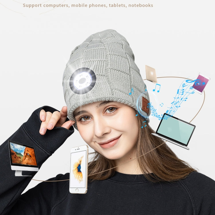 RG5-BL Bluetooth LED Lighting Music Knit Hat Plus Velvet Night Running Lamp Hat(Black) - Smart Hats by PMC TechLife | Online Shopping South Africa | PMC TechLife | Buy Now Pay Later Mobicred