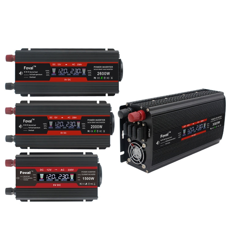 1500W LCD Smart Home Car Inverter 12V To 220V Power Converter - Modified Square Wave by PMC TechLife | Online Shopping South Africa | PMC TechLife