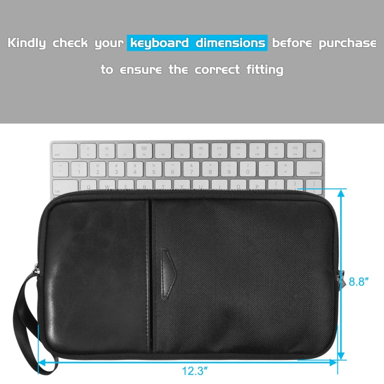 Universal PU Leather + Nylon Waterproof Zipper Portable Keyboard Storage Bag For Apple Wireless Keyboard A1314 & Magic Keyboard A1644(Black) - Digital Storage Bag by PMC TechLife | Online Shopping South Africa | PMC TechLife | Buy Now Pay Later Mobicred