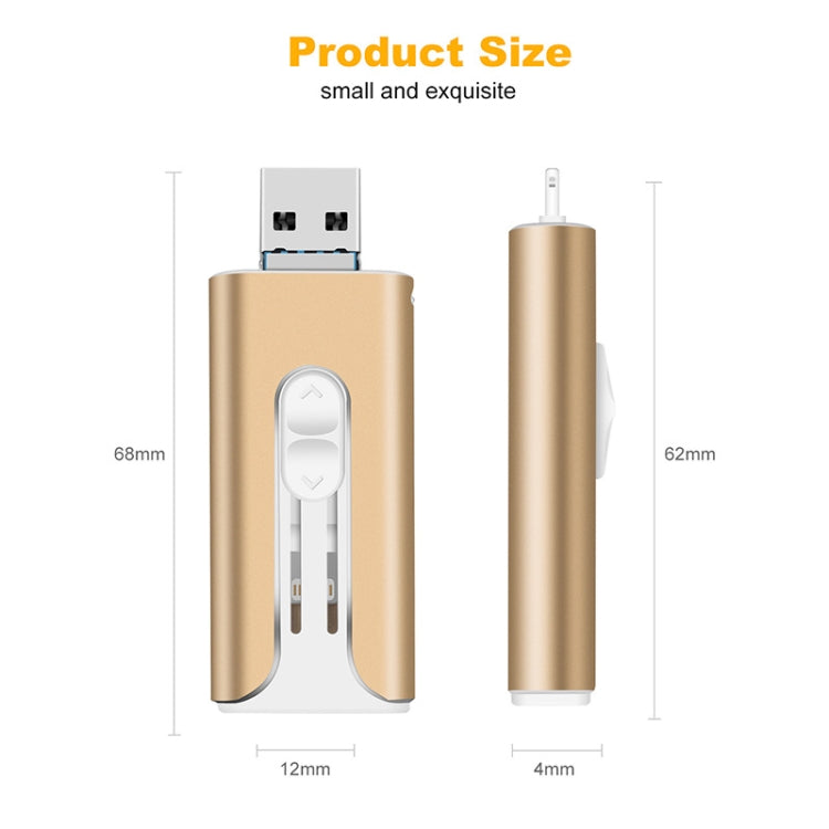 64GB Micro USB + 8 Pin + USB 2.0 3 in 1 Mobile Phone Computer U-Disk(Rose Gold) - U Disk & Card Reader by PMC TechLife | Online Shopping South Africa | PMC TechLife