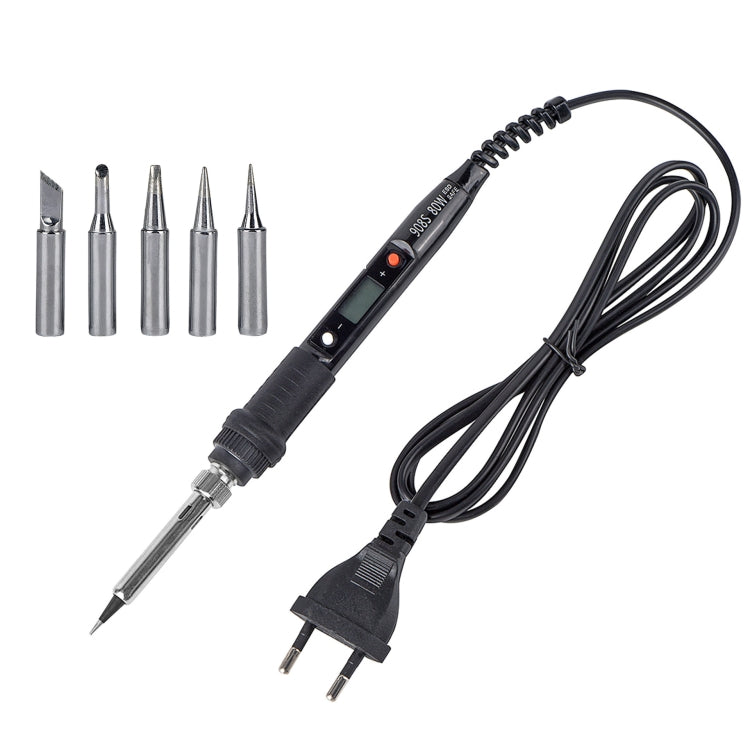 Metallic LCD Temperature Regulating Soldering Iron And Soldering Iron Tip Set Electric Soldering Iron Welding Tool(220V EU Plug Silver Head  Black) - Soldering Iron Set by PMC TechLife | Online Shopping South Africa | PMC TechLife | Buy Now Pay Later Mobicred