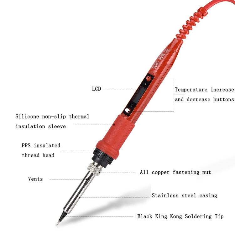 Metallic LCD Temperature Regulating Soldering Iron And Soldering Iron Tip Set Electric Soldering Iron Welding Tool(220V EU Plug Silver Head  Black) - Soldering Iron Set by PMC TechLife | Online Shopping South Africa | PMC TechLife | Buy Now Pay Later Mobicred