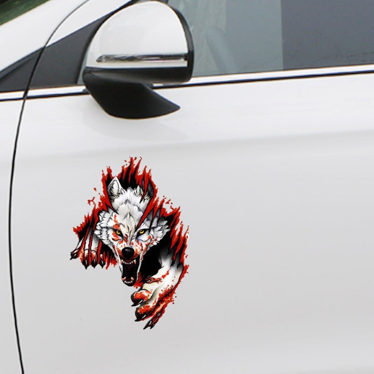 3D Realistic Wolf Head Hood Door Car Body Decoration Stickers Scratches Cover Waterproof Car Stickers(Wolf Head Left) - 3D Creative Stickers by PMC TechLife | Online Shopping South Africa | PMC TechLife