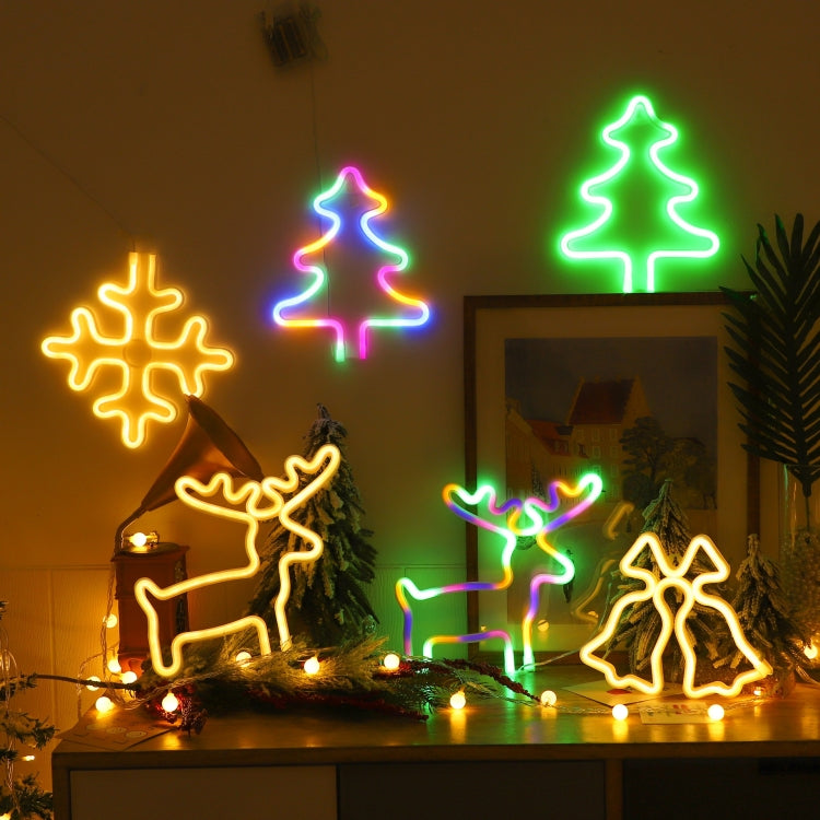 Christmas Decoration Neon Lights Wall-Mounted Ornaments, Spec: Bell-Warm Light - Decoration Lamps by PMC TechLife | Online Shopping South Africa | PMC TechLife