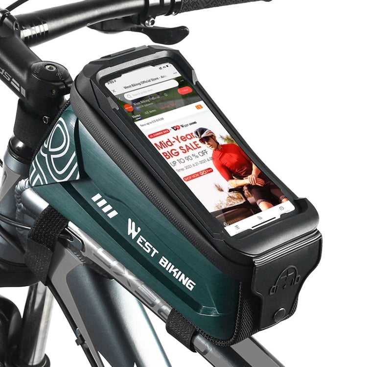 WEST BIKING 2.5L Bicycle Front Beam Mobile Phone Touch Screen Hard Shell Bag(Dark Green) - free shipping - PMC TechLife - Order now!